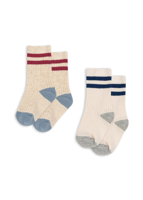 2 Pak skarpetek ze ściągaczem Off White/ Multi Strip - KONGES SLØJD