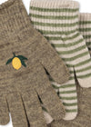 2 pary rękawiczek Filla Lemon/ Stripe - KONGES SLØJD