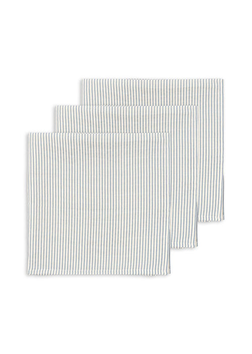3 - pak muślinowych pieluszek Stripe Bluie - KONGES SLØJD