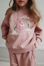 Bawełniana bluza Lou z brokatowym nadrukiem Mahogany Rose - KONGES SLØJD