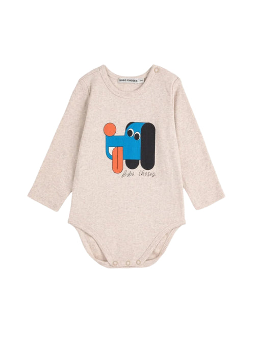 Bawełniane body z długim rękawem Off White - Bobo Choses