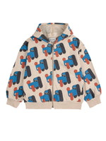 Bluza rozpinana z bawełny organicznej z kapturem Off White - Bobo Choses