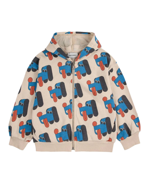 Bluza rozpinana z bawełny organicznej z kapturem Off White - Bobo Choses