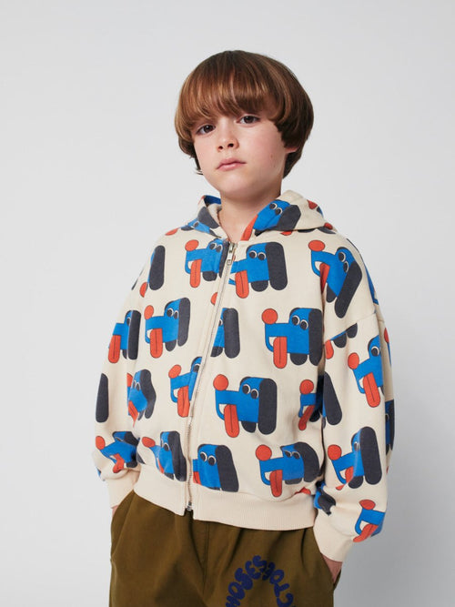 Bluza rozpinana z bawełny organicznej z kapturem Off White - Bobo Choses