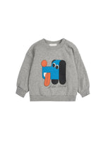 Bluza z bawełny organicznej z pieskiem Light Heather Grey - Bobo Choses