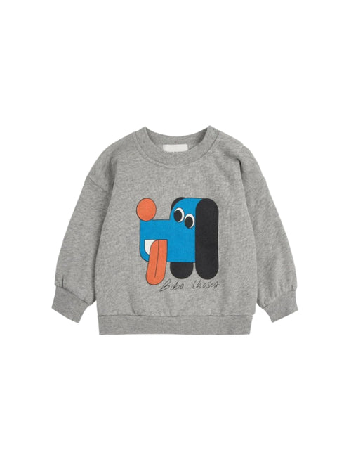 Bluza z bawełny organicznej z pieskiem Light Heather Grey - Bobo Choses