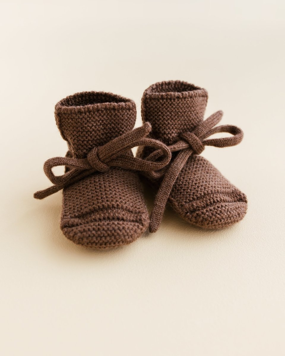 Buciki niechodki z wełny merino Mocha - Hvid