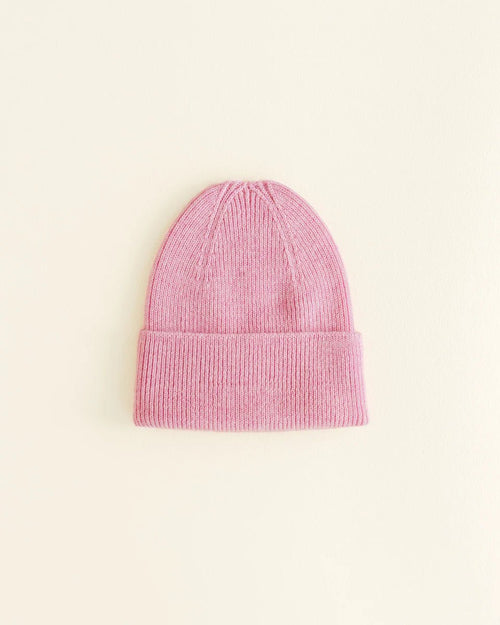 Czapka Beanie z wełny merino Newborn 0 - 6M Cotton Candy - Hvid