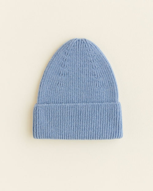 Czapka z wełny merino Beanie Fonzie Kids Light Blue - Hvid