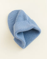 Czapka z wełny merino Beanie Fonzie Kids Light Blue - Hvid