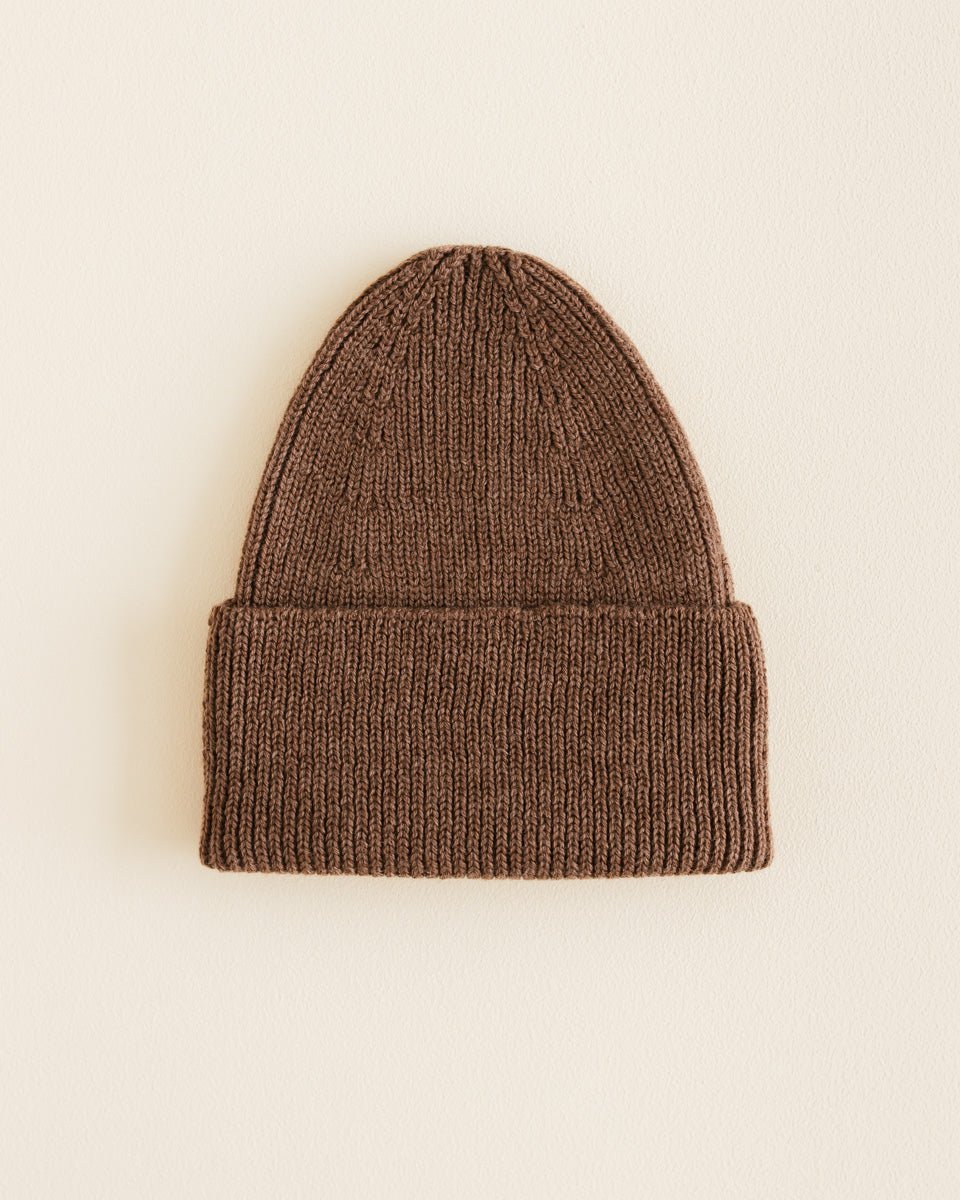 Czapka z wełny merino Beanie Fonzie Kids Mocha - Hvid