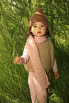 Czapka z wełny merino Beanie Fonzie Kids Mocha - Hvid