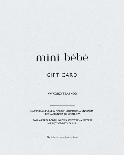 Fizyczna Karta Podarunkowa 100 PLN - MINI BÉBÉ