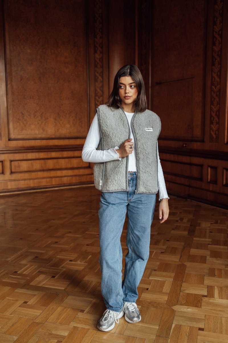 Kamizelka damska z wełny merino Grey - Meggstore