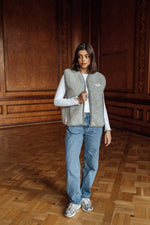 Kamizelka damska z wełny merino Grey - Meggstore