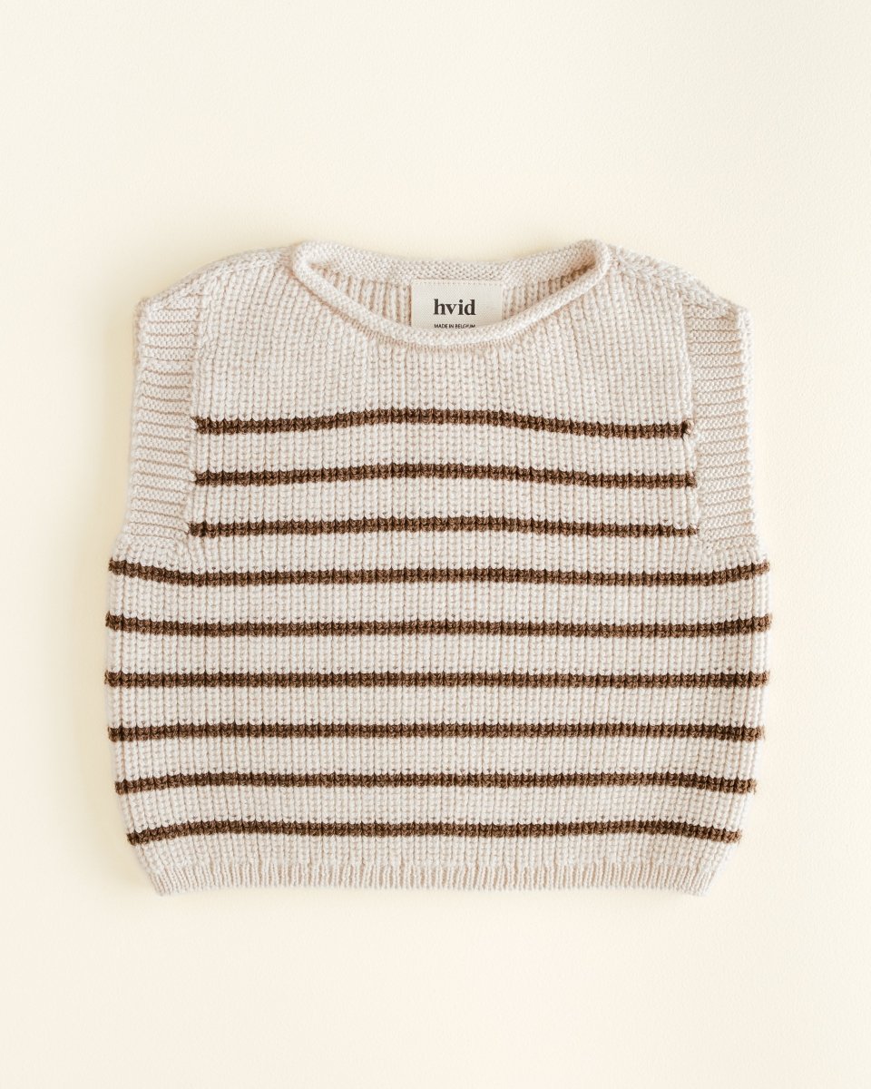 Kamizelka z wełny merino Harvey Baby Cream/Mocha - Hvid