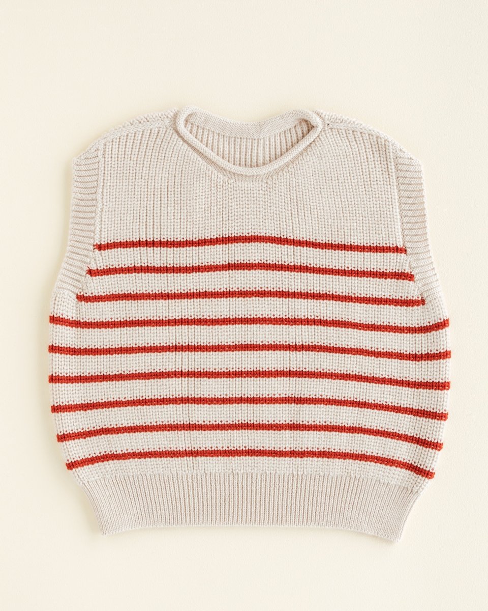 Kamizelka z wełny merino Harvey Kids Cream/Red - Hvid