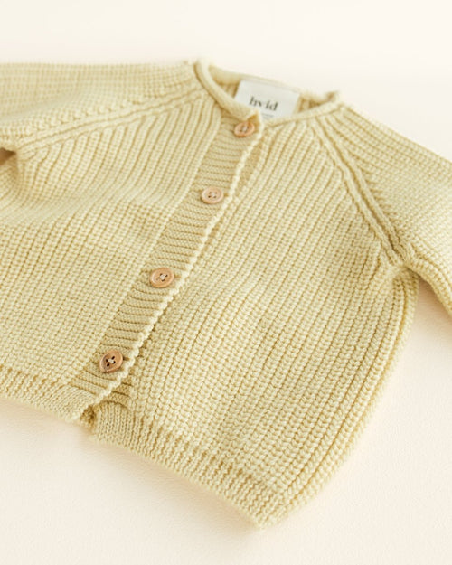 Kardigan z wełny merino Inga Light Yellow - Hvid