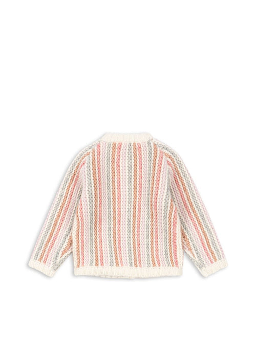 Kargigan z mieszanki wełny Kiri Rose Stripe - KONGES SLØJD