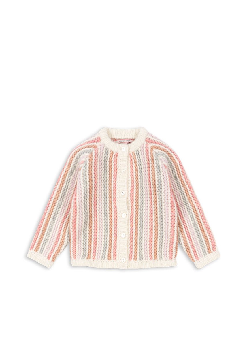 Kargigan z mieszanki wełny Kiri Rose Stripe - KONGES SLØJD