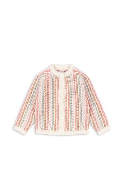 Kargigan z mieszanki wełny Kiri Rose Stripe - KONGES SLØJD