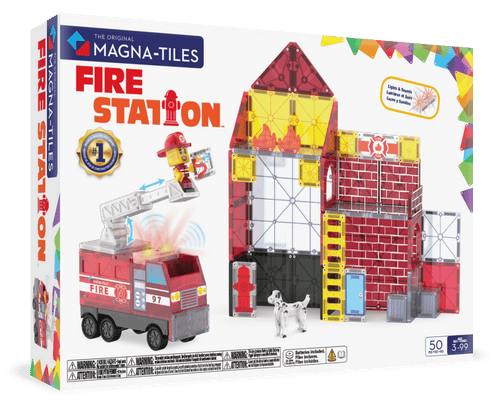 Klocki Magnetyczne Fire Station 50 el. - Magna - Tiles®