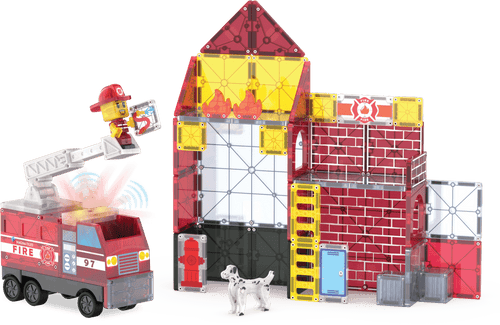 Klocki Magnetyczne Fire Station 50 el. - Magna - Tiles®
