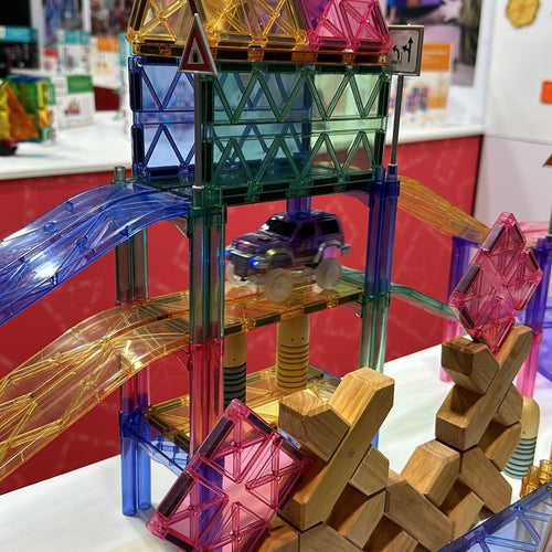 Klocki magnetyczne Large Race Track Pastel - 80 el. - Cleverclixx