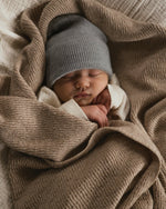 Kocyk z wełny merino Dora Mocha - Hvid