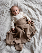 Kocyk z wełny merino Dora Mocha - Hvid