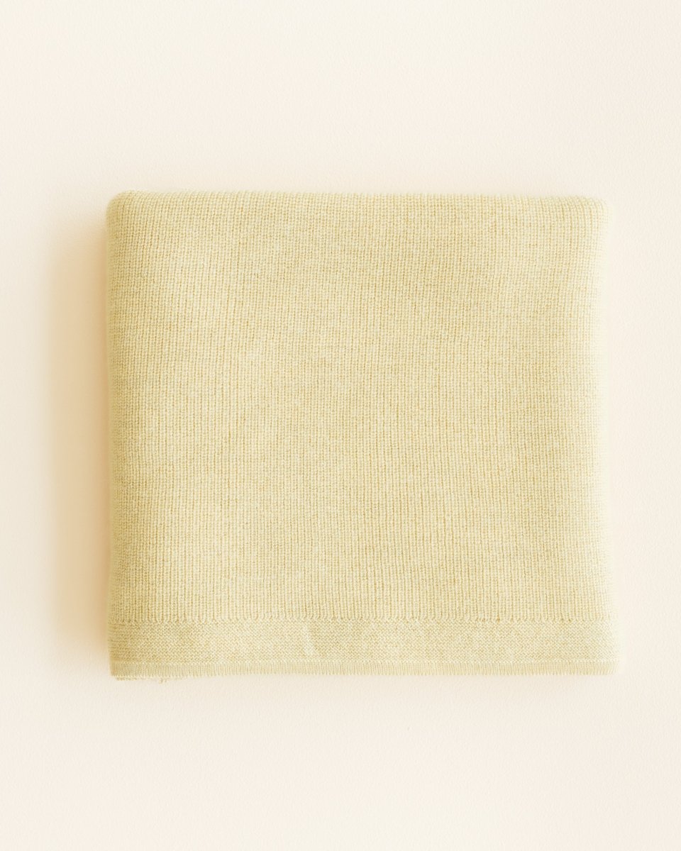 Kocyk z wełny merino Felix Light Yellow - Hvid
