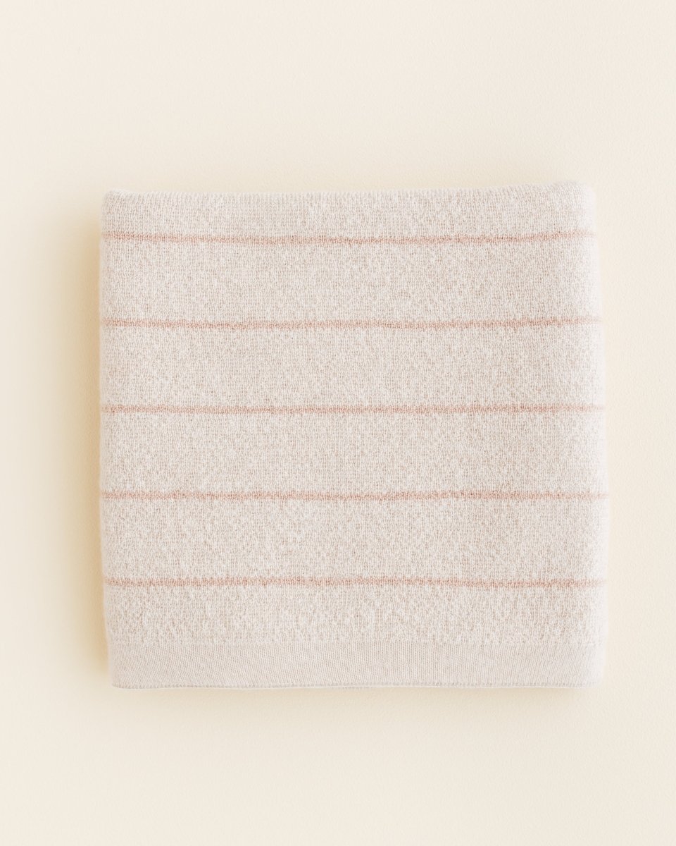 Kocyk z wełny merino Harry Cream/Apricot - Hvid