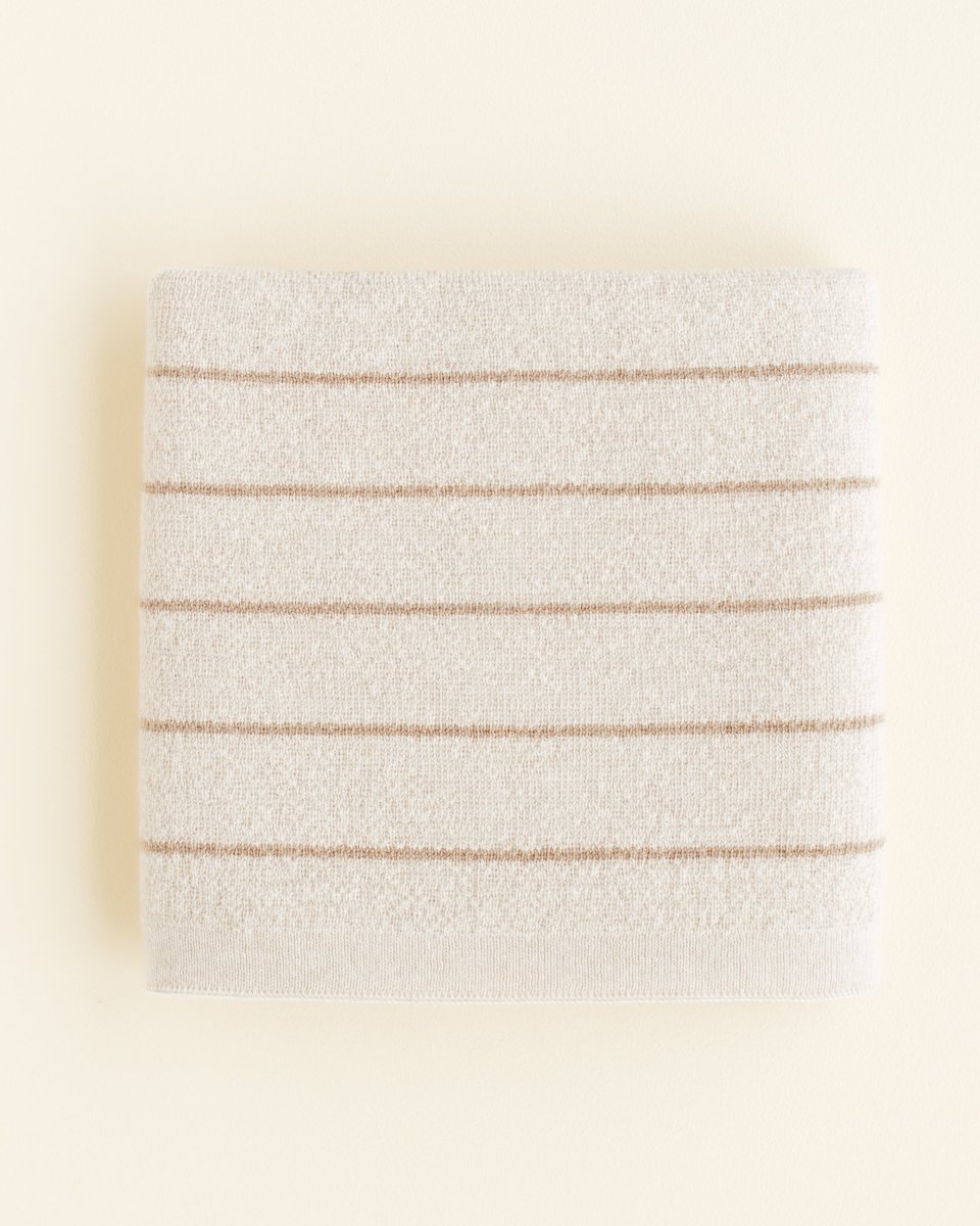 Kocyk z wełny merino Harry Cream/Sand - Hvid