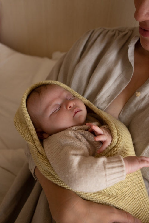 Kokon niemowlęcy z wełny merino Light Yellow - Hvid
