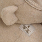 Kombinezon merino z kapturem z uszkami misia zapinany na zamek błyskawiczny Camel Melange - Huttelihut