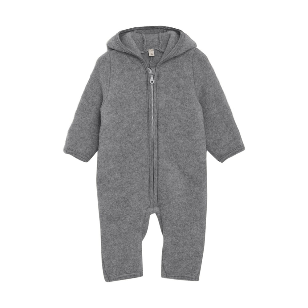 Kombinezon merino z kapturem z uszkami misia zapinany na zamek błyskawiczny Medium Grey Melange - Huttelihut