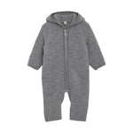 Kombinezon merino z kapturem z uszkami misia zapinany na zamek błyskawiczny Medium Grey Melange - Huttelihut