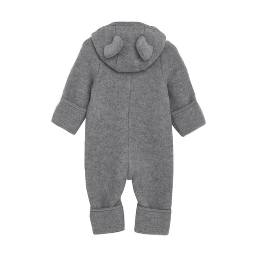 Kombinezon merino z kapturem z uszkami misia zapinany na zamek błyskawiczny Medium Grey Melange - Huttelihut