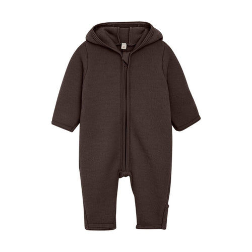 Kombinezon merino z uszkami zapinany na zamek błyskawiczny Raisin - Huttelihut