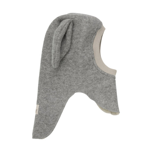 Kominiarka wełniana z uszkami królika z podszewką Medium Grey Melange - Huttelihut