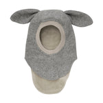 Kominiarka wełniana z uszkami królika z podszewką Medium Grey Melange - Huttelihut