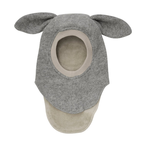 Kominiarka wełniana z uszkami królika z podszewką Medium Grey Melange - Huttelihut