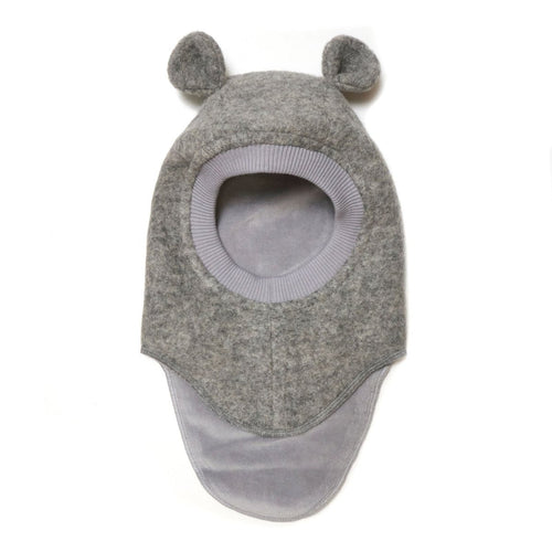 Kominiarka z wełny merino z uszkami misia Medium Grey Melange - Huttelihut