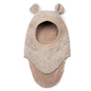 Kominiarka z wełny merino z uszkami misia z podszewką Camel Melange - Huttelihut