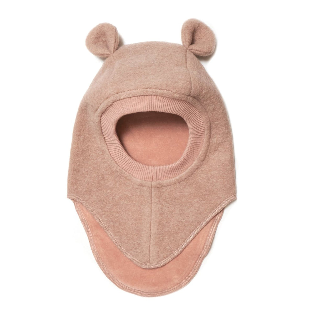 Kominiarka z wełny merino z uszkami misia z podszewką Rose Melange - Huttelihut