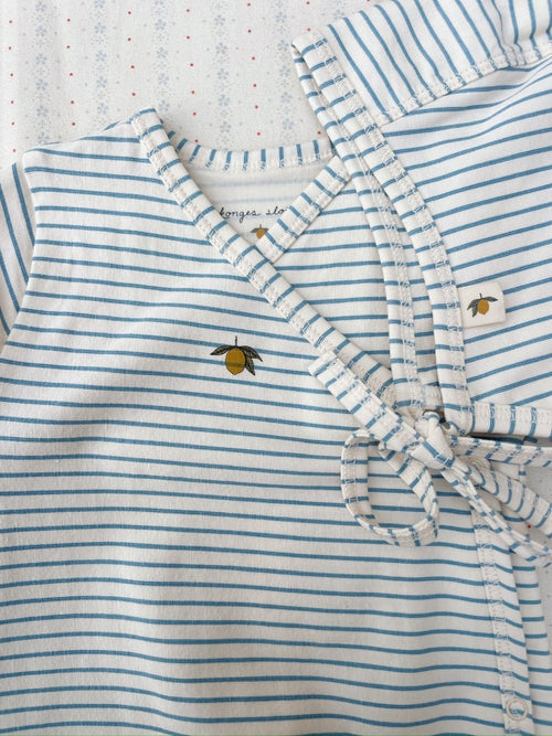 Kopertowe body z bawełny organicznej Stripe Bluie - KONGES SLØJD