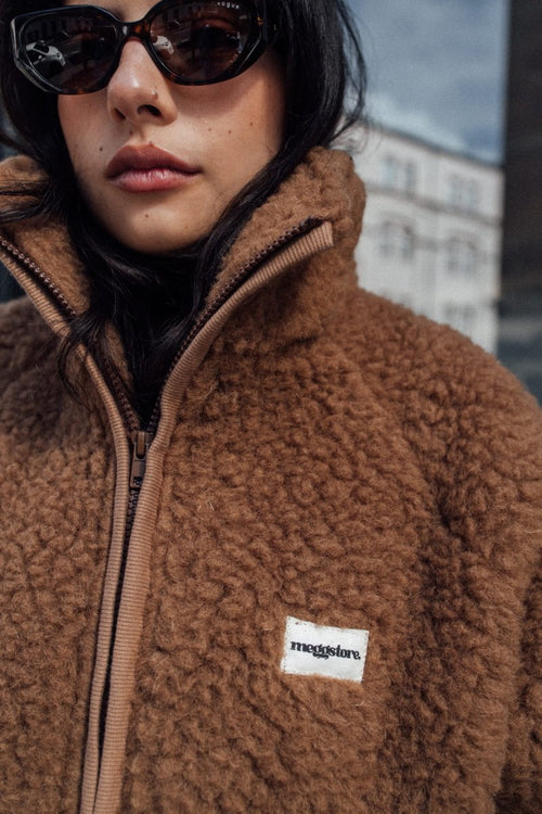 Kurtka bomberka damska z wełny merino Almond - Meggstore