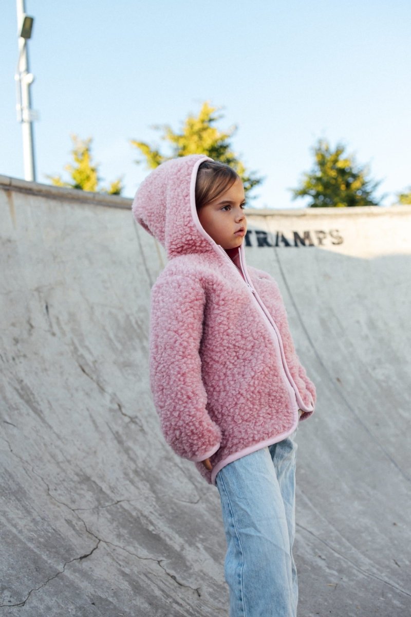 Kurtka dziecięca z wełny merino Pink - Meggstore