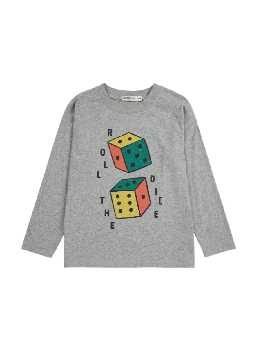 Longsleeve z bawełny organicznej Heather Grey - Bobo Choses