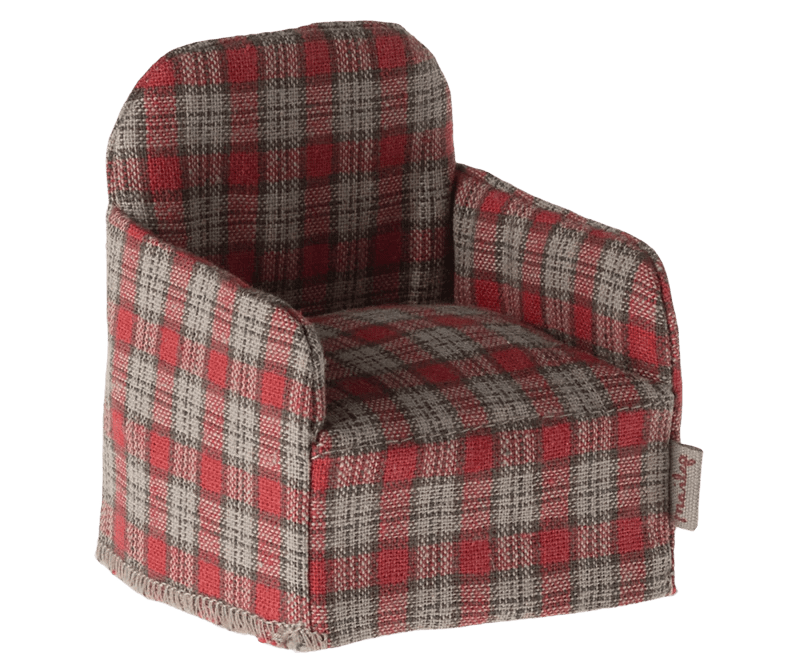 Miniaturowy fotel Red checker - Maileg